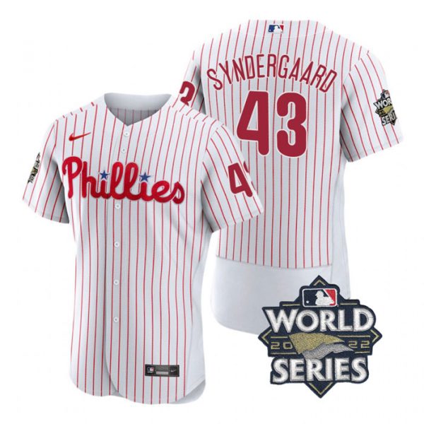 Phillies 43 Noah Syndergaard White Nike 2022 World Series Flexbase Jersey->philadelphia phillies->MLB Jersey
